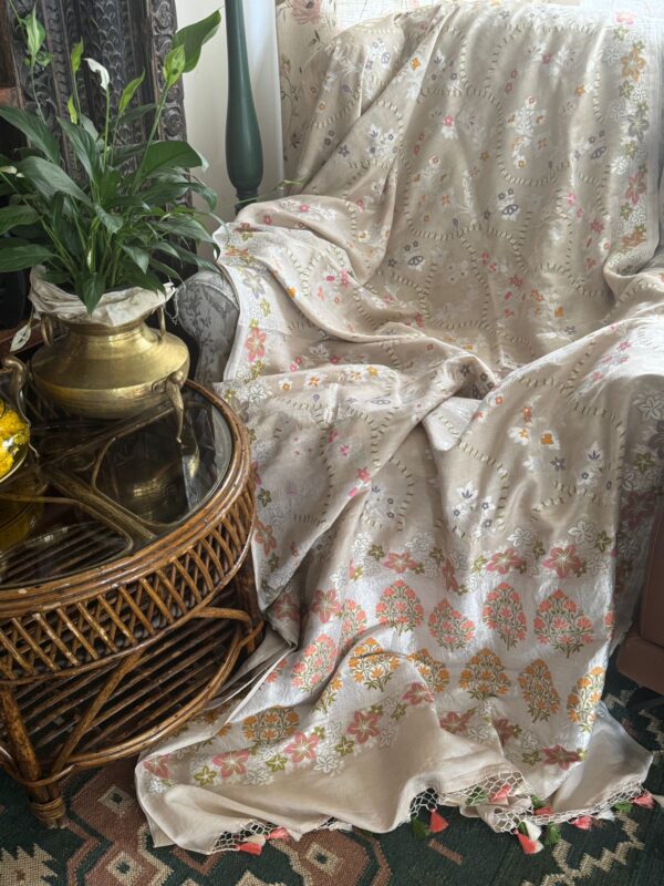 Pure Handloom Banarasi Tussar Georgette Saree - Image 2