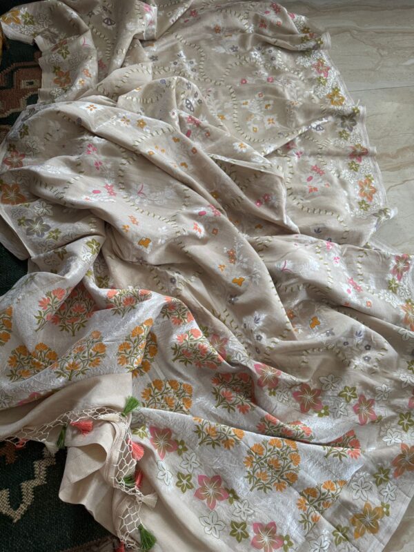 Pure Handloom Banarasi Tussar Georgette Saree - Image 6