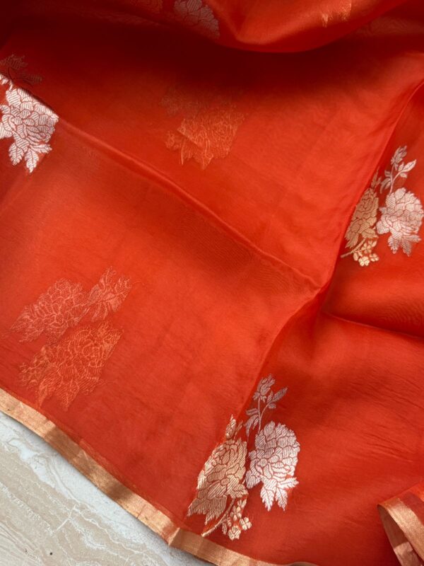 Pure Handloom Kora Banarasi Sona Rupa Zari Weave - Image 7