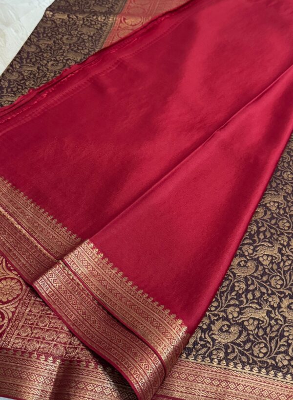 Pure Mysore Brocade Crepe Silk With Shikhargha Weave - Image 8