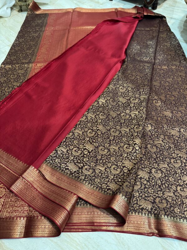 Pure Mysore Brocade Crepe Silk With Shikhargha Weave - Image 5