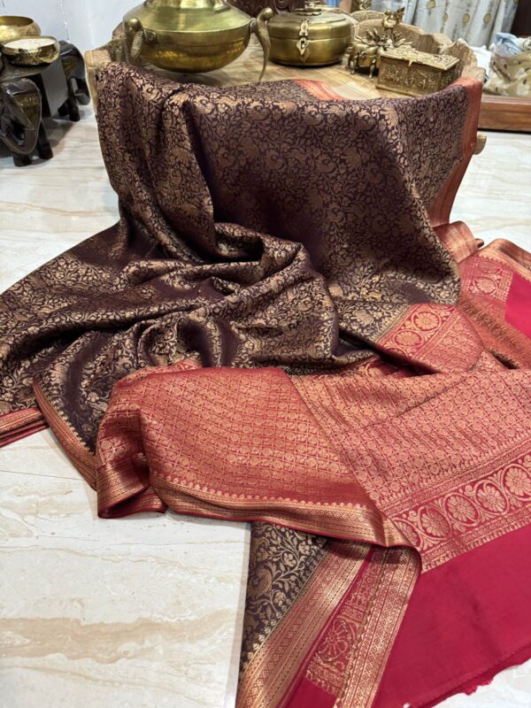 Pure Mysore Brocade Crepe Silk With Shikhargha Weave - Image 6