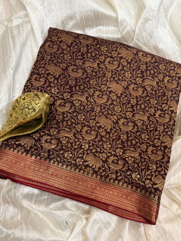 Pure Mysore Brocade Crepe Silk With Shikhargha Weave - Image 3