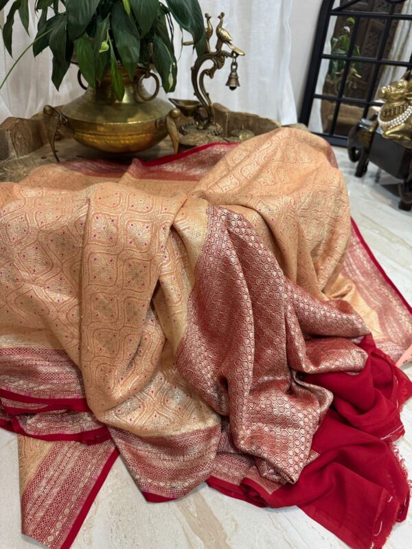 Pure Handloom Khaddi Georgette Banarasi Saree - Image 3
