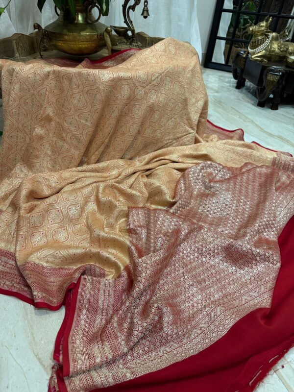 Pure Handloom Khaddi Georgette Banarasi Saree - Image 4