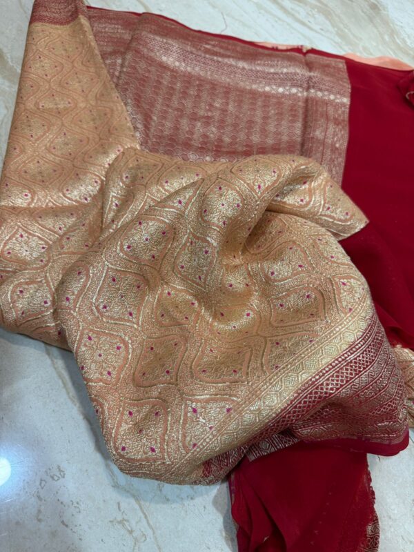 Pure Handloom Khaddi Georgette Banarasi Saree - Image 6