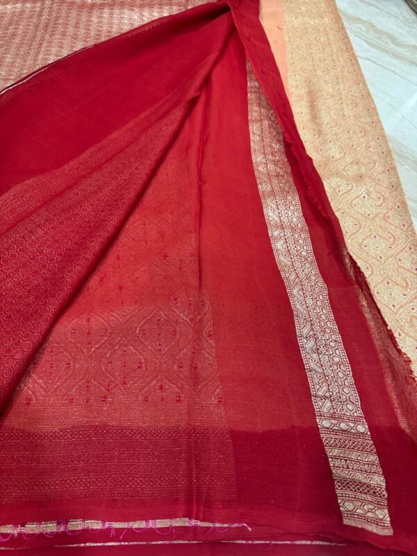 Pure Handloom Khaddi Georgette Banarasi Saree - Image 8