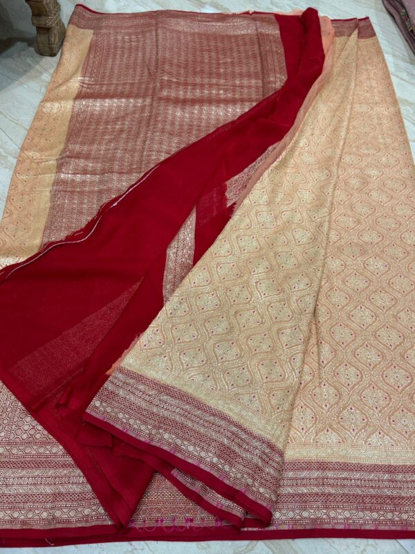 Pure Handloom Khaddi Georgette Banarasi Saree - Image 7