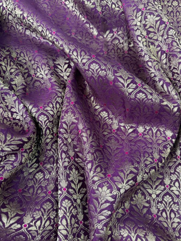 Pure Mysore Brocade Crepe Silk Saree With Zari Meenakari Weave - Image 6