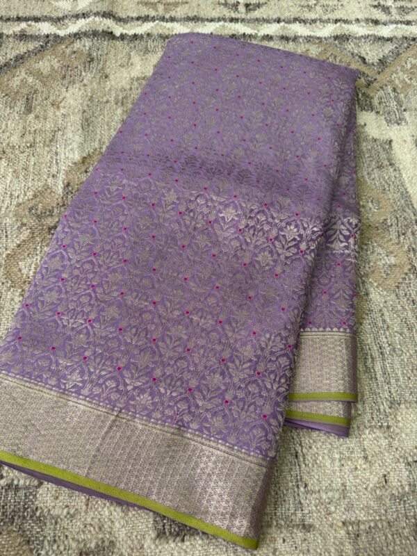 Pure Mysore Brocade Crepe Silk Saree With Zari Weave - Image 3