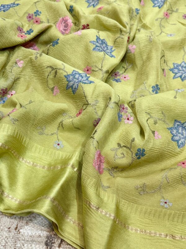 Crush Tissue Georgette Saree With Satin Patta Border - Image 5