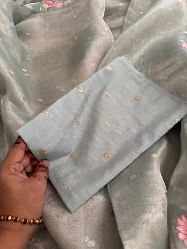 Pure Banarasi Soft Tissue Silk Saree With Pichwai Embroidery Work - Image 9
