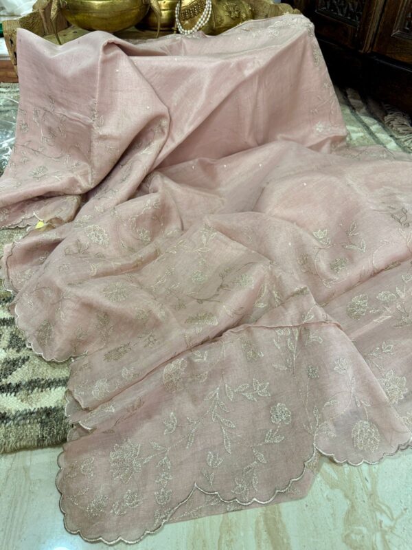 Banarasi Chanderi Soft Tissue Silk Saree with Embroidery Weave - Image 2