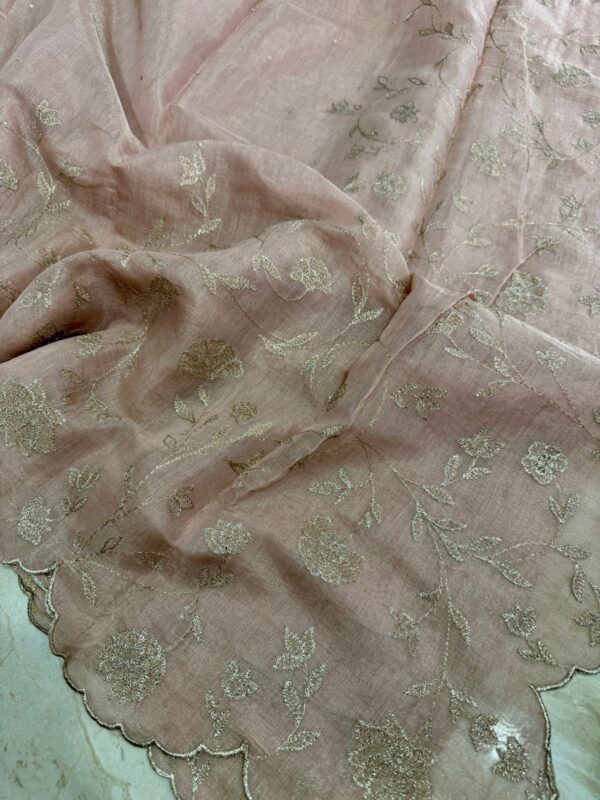 Banarasi Chanderi Soft Tissue Silk Saree with Embroidery Weave - Image 3