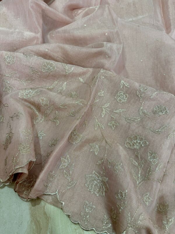 Banarasi Chanderi Soft Tissue Silk Saree with Embroidery Weave - Image 5