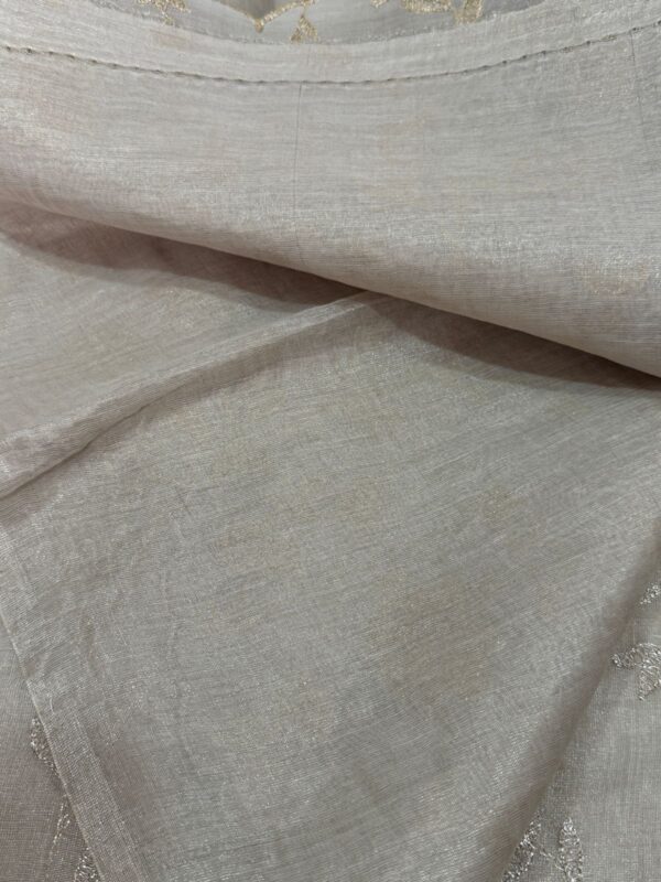 Banarasi Chanderi Soft Tissue Silk Saree with Embroidery Weave - Image 4