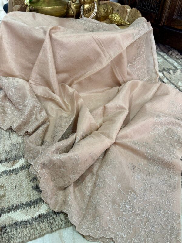 Banarasi Chanderi Soft Tissue Silk Saree with Embroidery Weave - Image 2