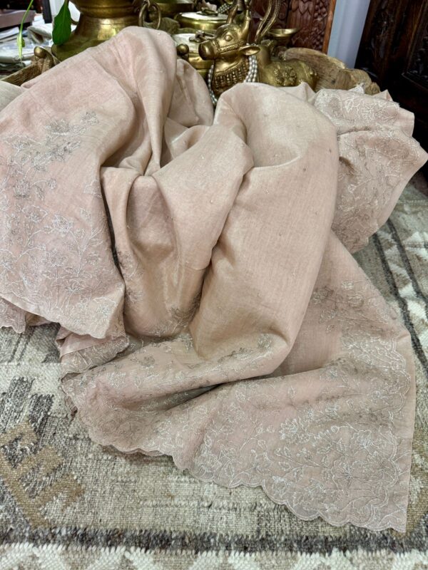 Banarasi Chanderi Soft Tissue Silk Saree with Embroidery Weave - Image 3
