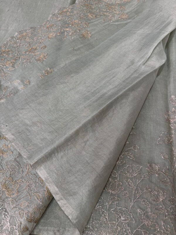 Banarasi Chanderi Soft Tissue Silk Saree with Embroidery Weave - Image 9