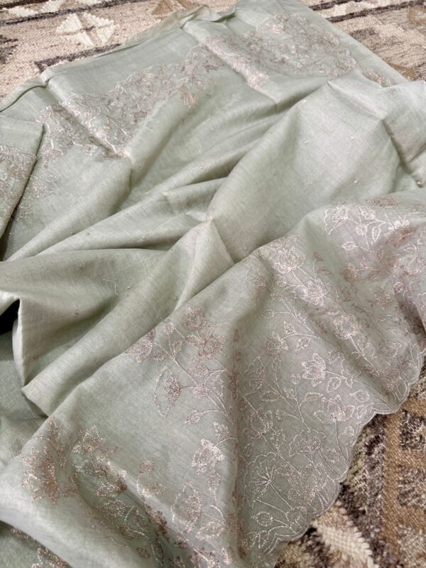 Banarasi Chanderi Soft Tissue Silk Saree with Embroidery Weave - Image 6