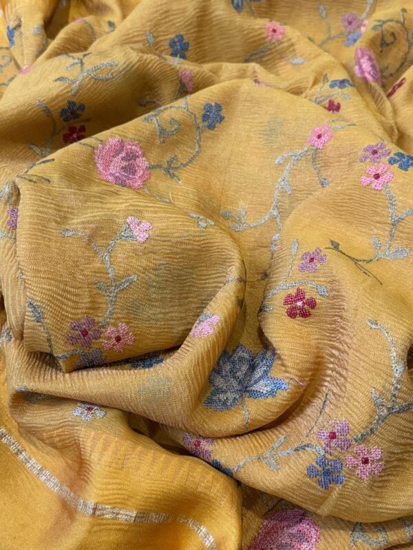 Crush Tissue Georgette Saree with Satin Patta Border - Image 3