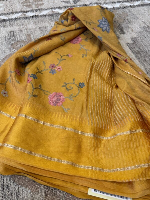 Crush Tissue Georgette Saree with Satin Patta Border - Image 8