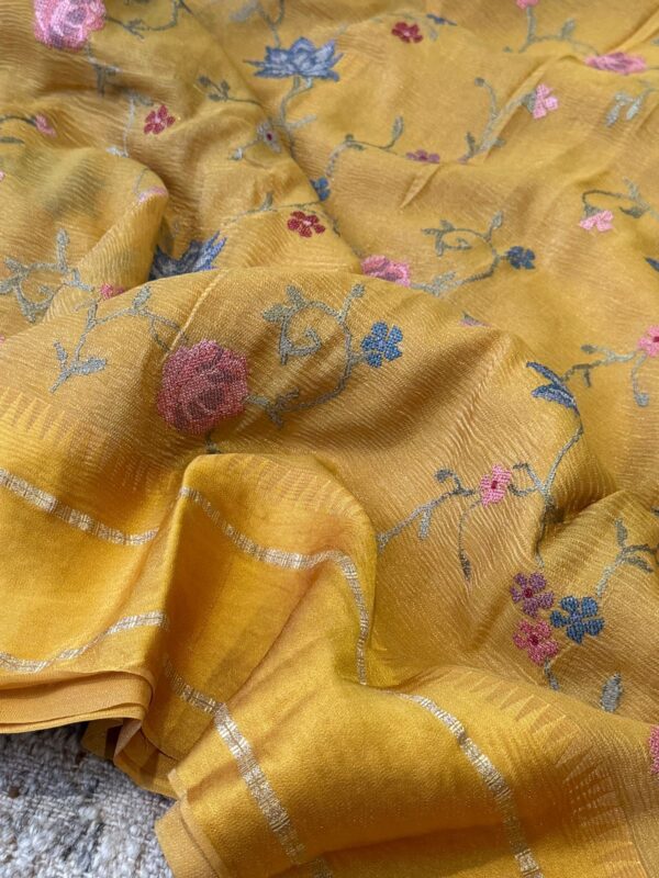 Crush Tissue Georgette Saree with Satin Patta Border