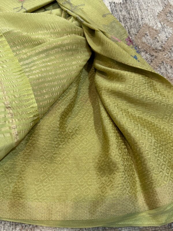 Crush Tissue Georgette Saree With Satin Patta Border - Image 6