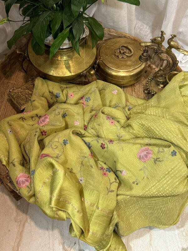 Crush Tissue Georgette Saree With Satin Patta Border - Image 8