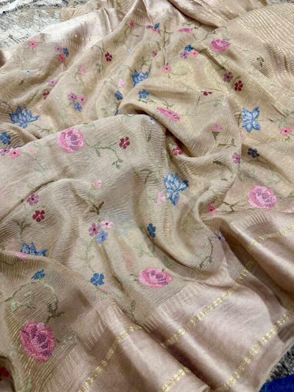Crush Tissue Georgette Saree With Satin Patta Border