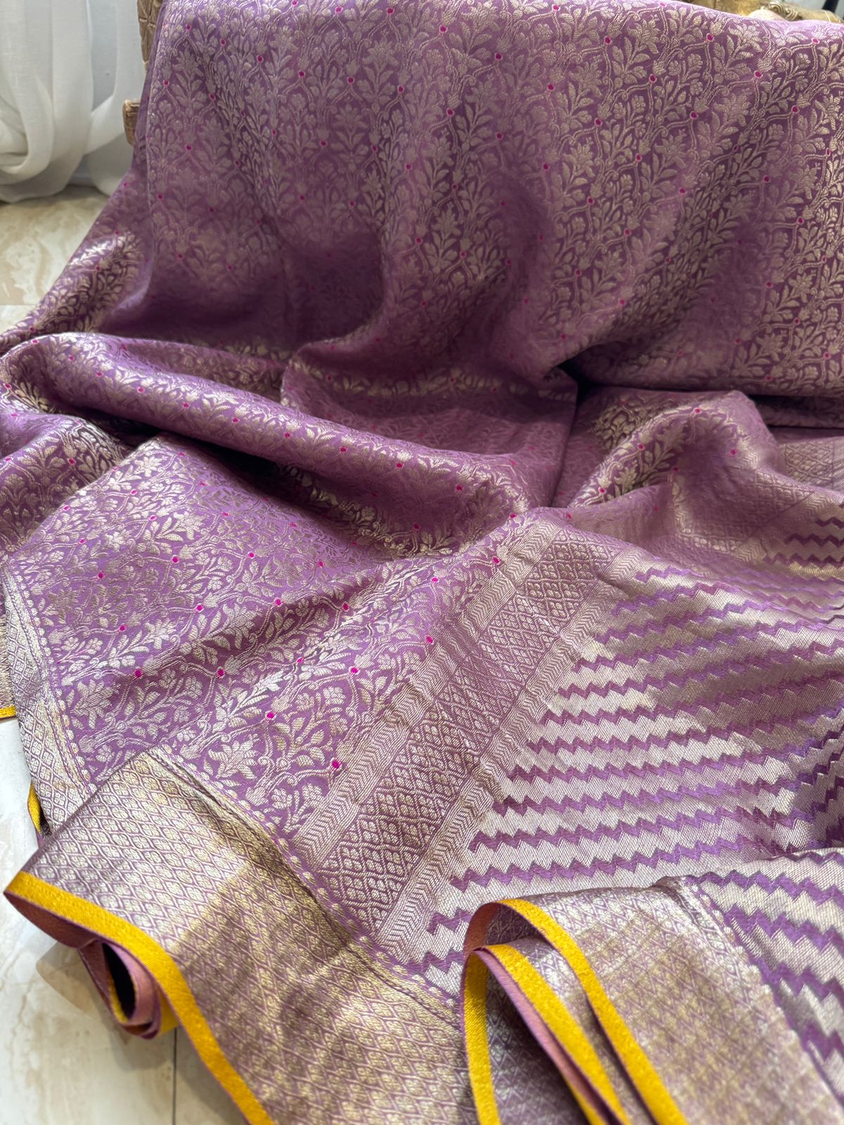 Pure Mysore Brocade Crepe Silk With Meenakari Weave - Image 3