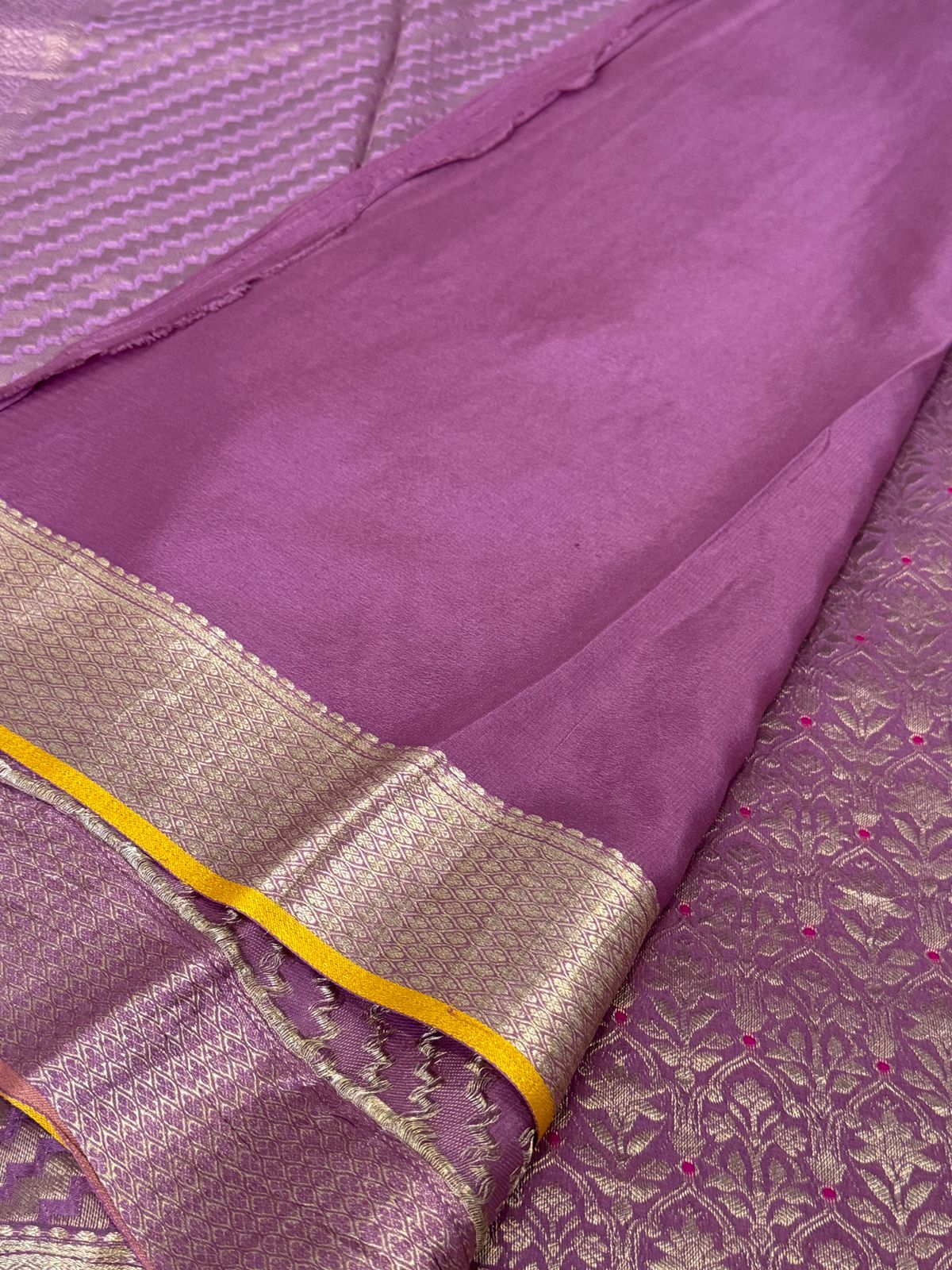 Pure Mysore Brocade Crepe Silk With Meenakari Weave - Image 7