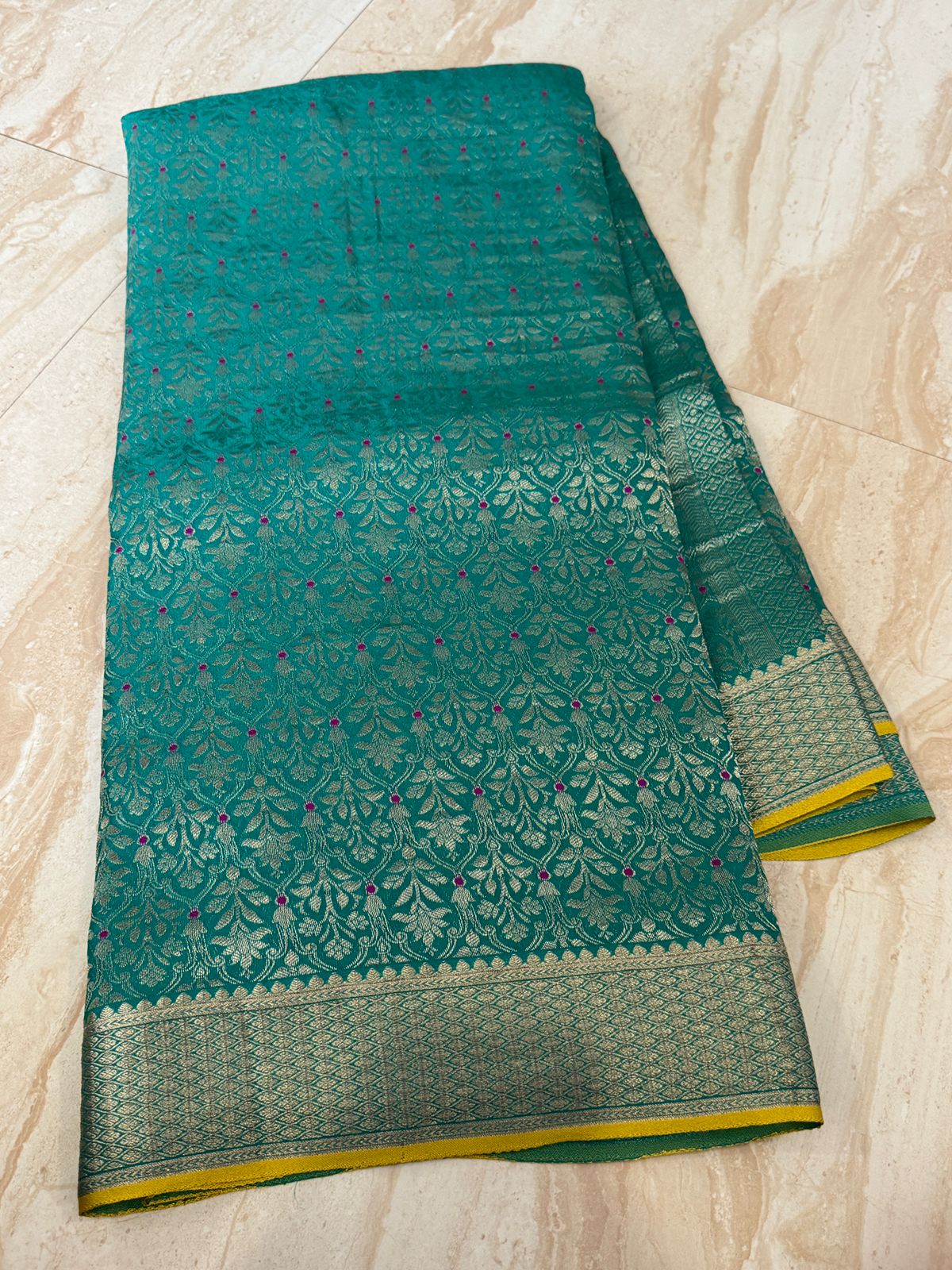 Mysore Brocade Crepe Silk With Meenakari Weave - Image 4