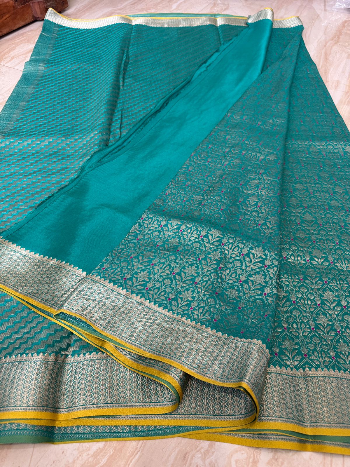 Mysore Brocade Crepe Silk With Meenakari Weave - Image 3