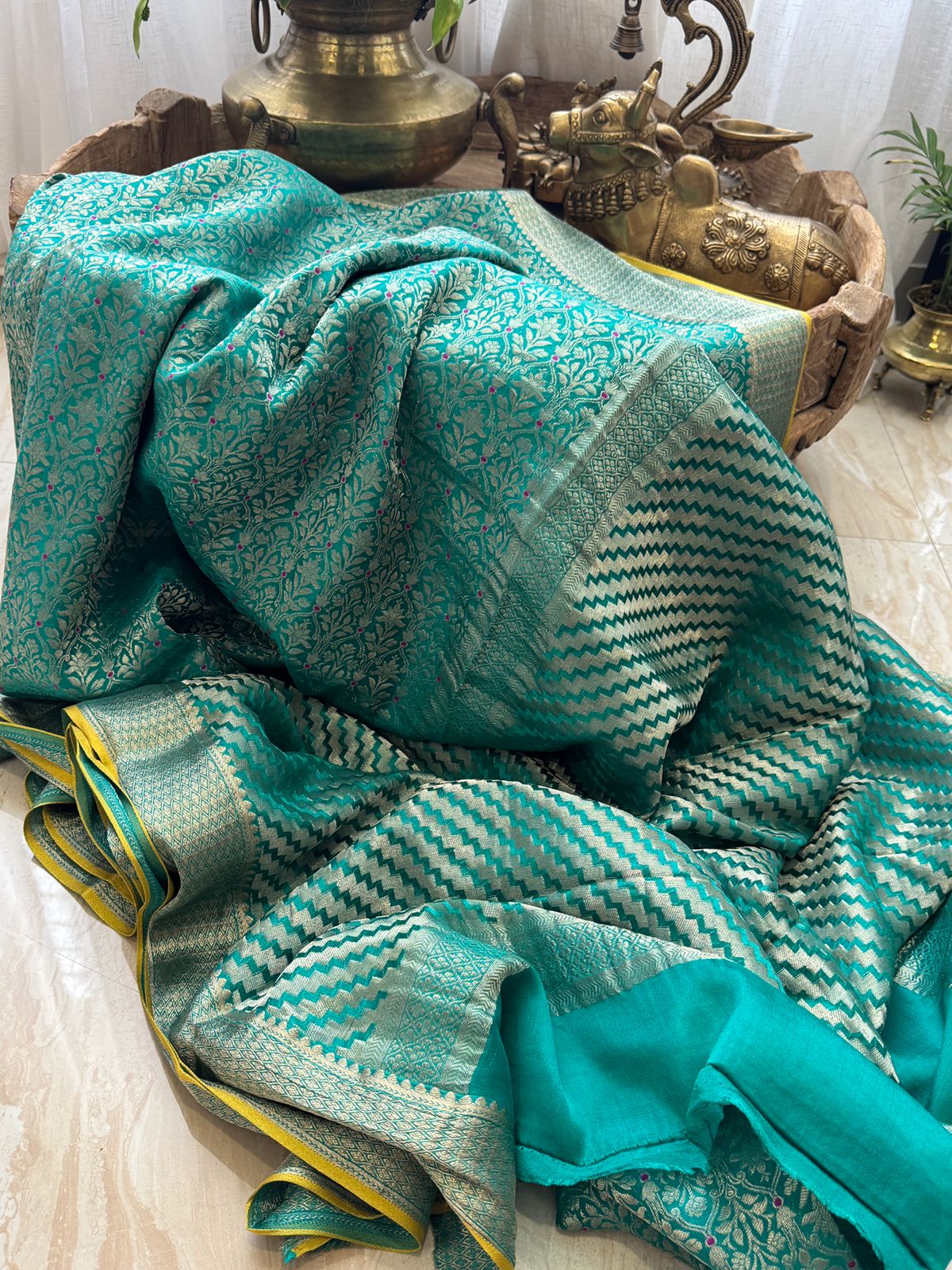 Mysore Brocade Crepe Silk With Meenakari Weave - Image 7