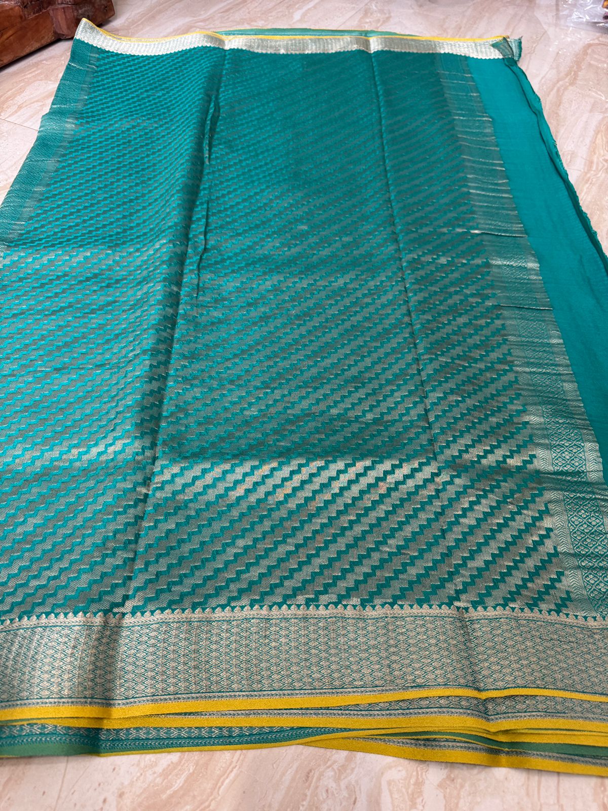 Mysore Brocade Crepe Silk With Meenakari Weave - Image 6