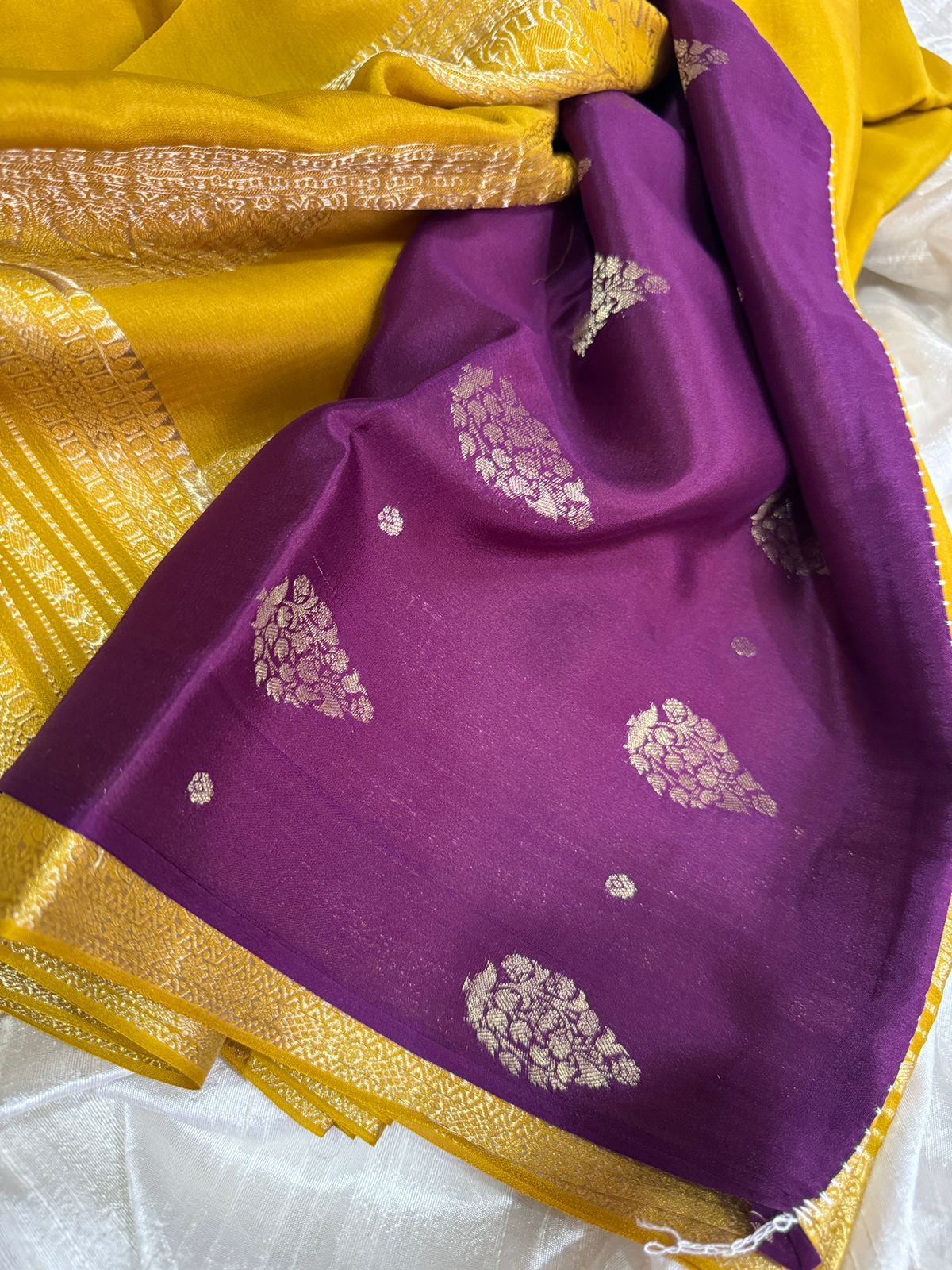 Mysore Crepe Silk Saree With Zari Weave - Image 8