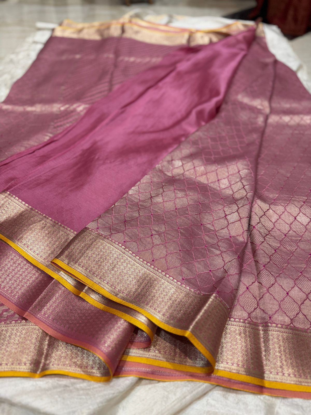 Pure Mysore Brocade Crepe Silk With Meenakari Zari Weave - Image 4