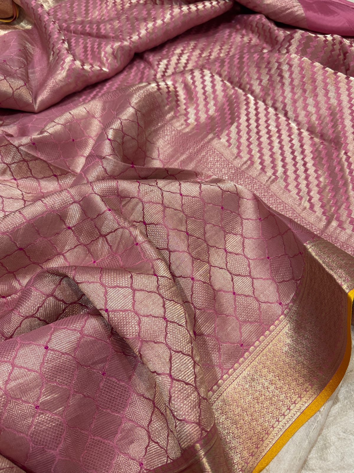 Pure Mysore Brocade Crepe Silk With Meenakari Zari Weave - Image 5