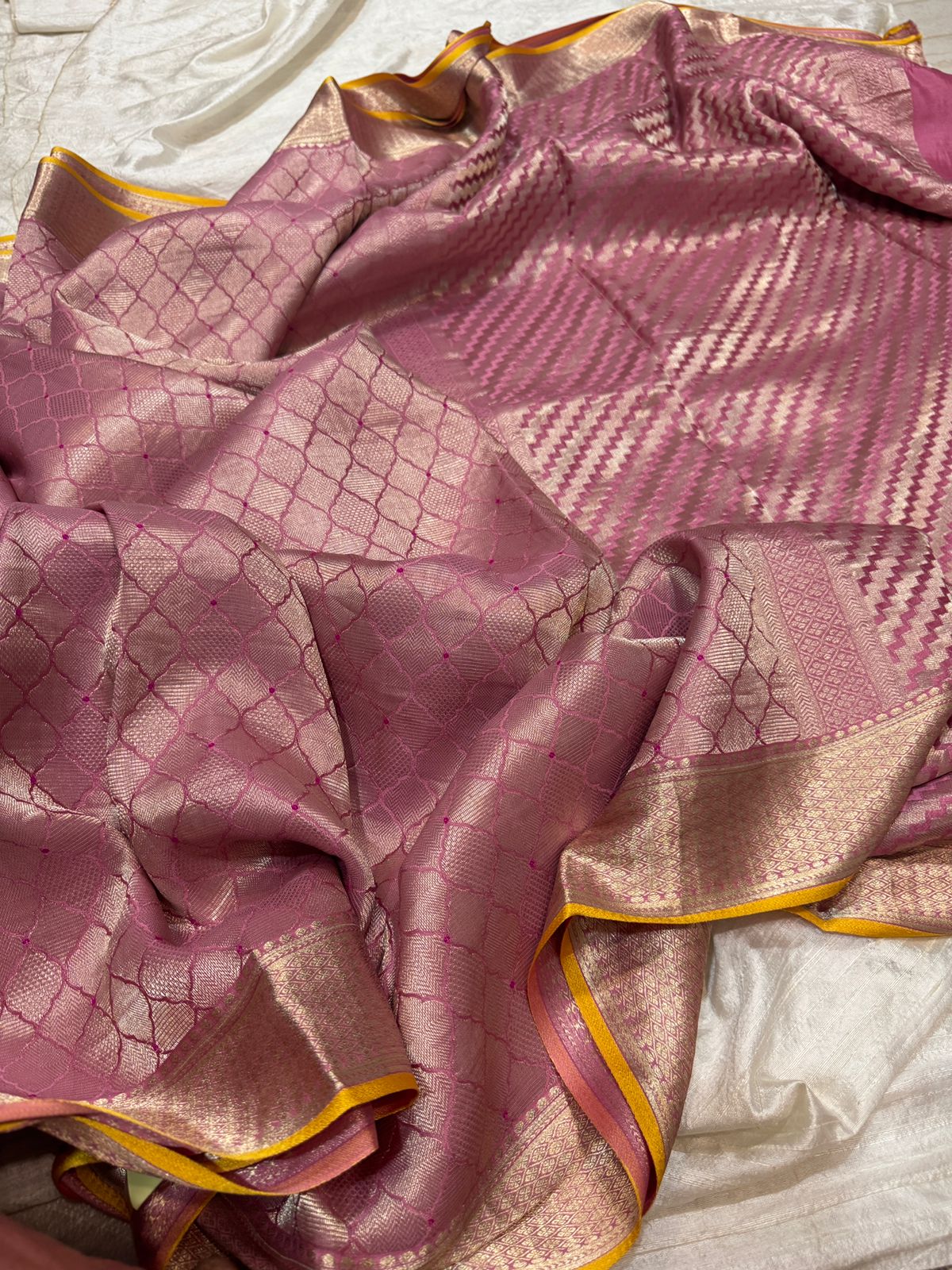 Pure Mysore Brocade Crepe Silk With Meenakari Zari Weave - Image 6