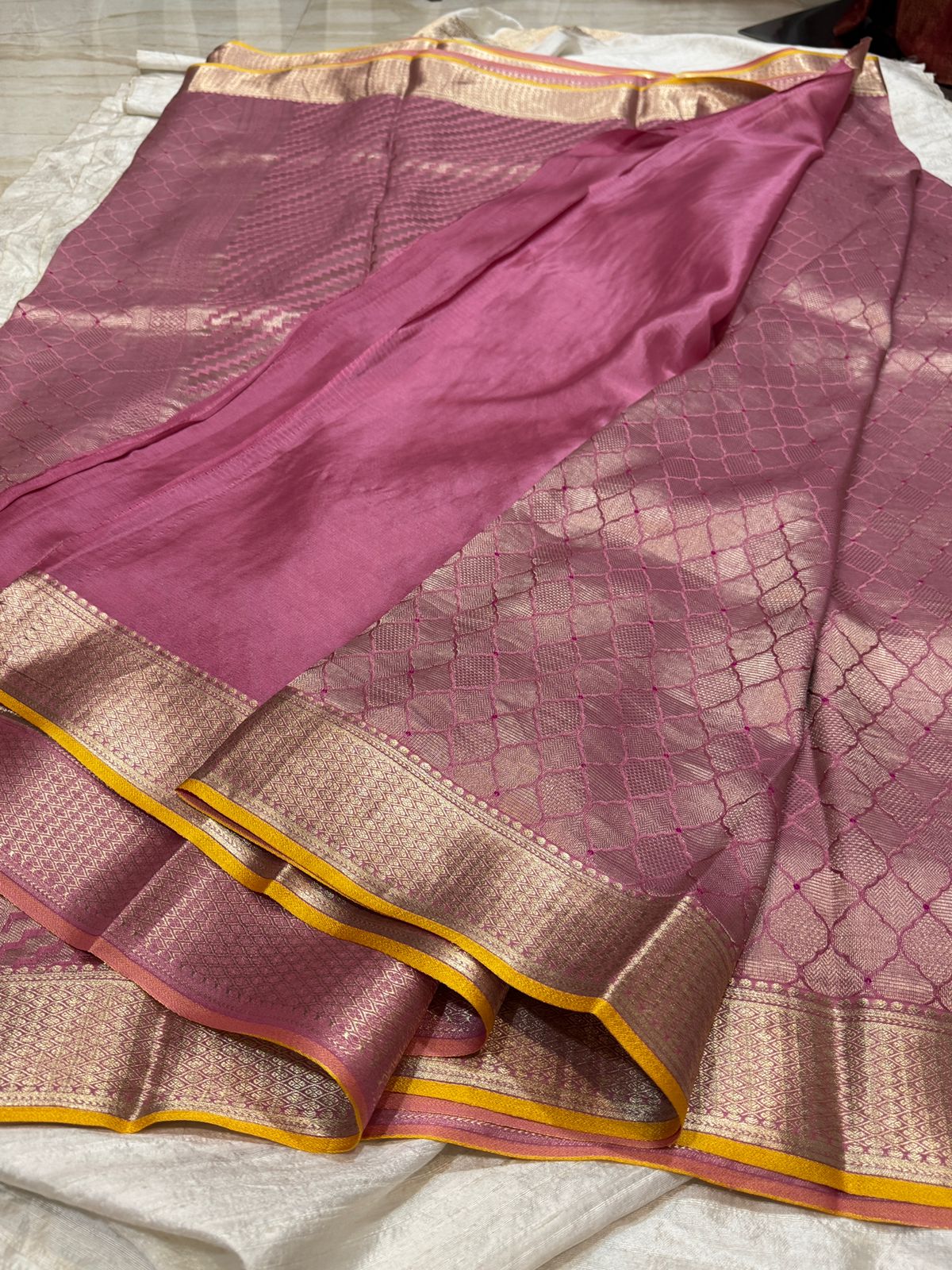 Pure Mysore Brocade Crepe Silk With Meenakari Zari Weave - Image 8