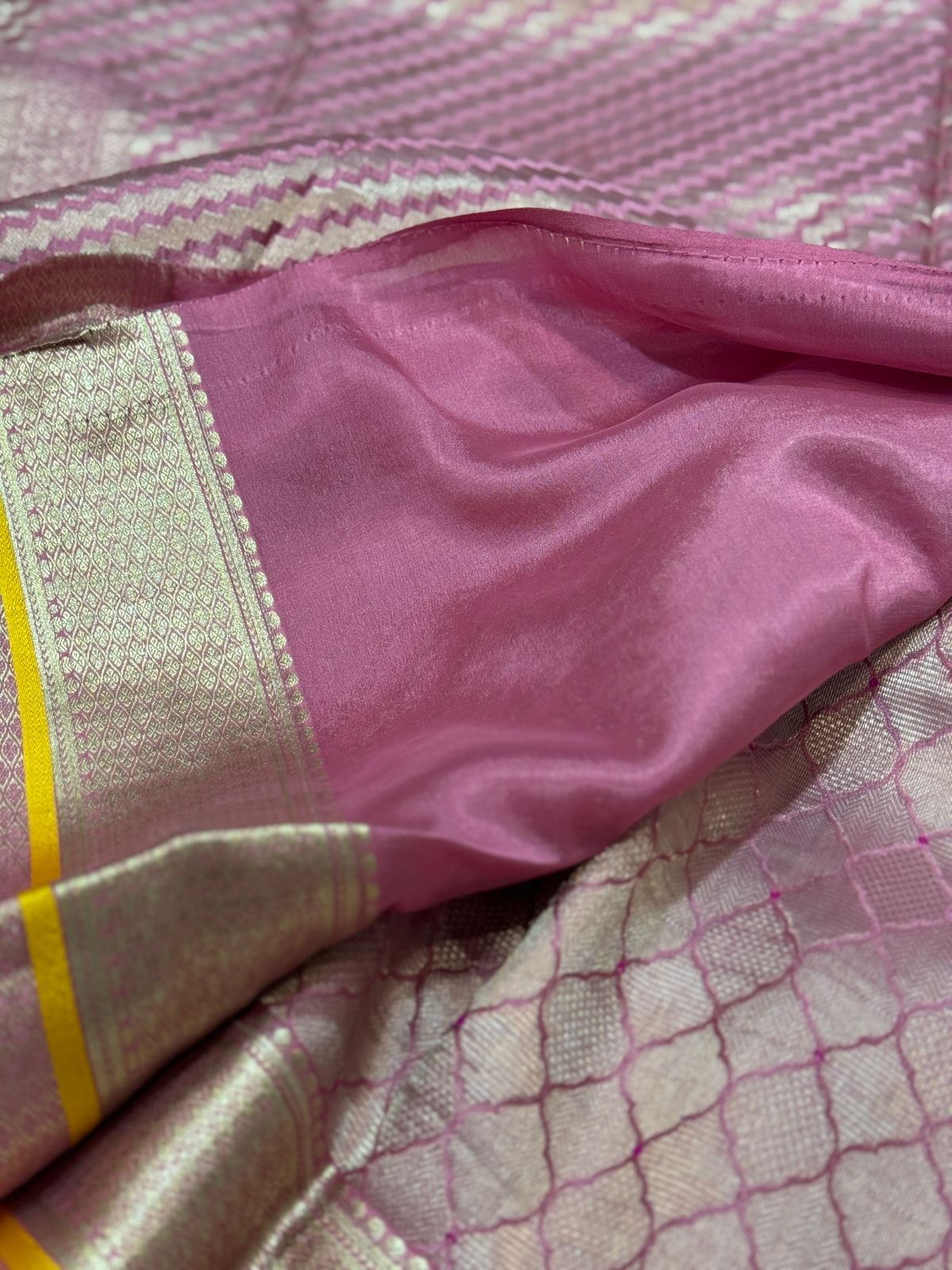 Pure Mysore Brocade Crepe Silk With Meenakari Zari Weave - Image 9