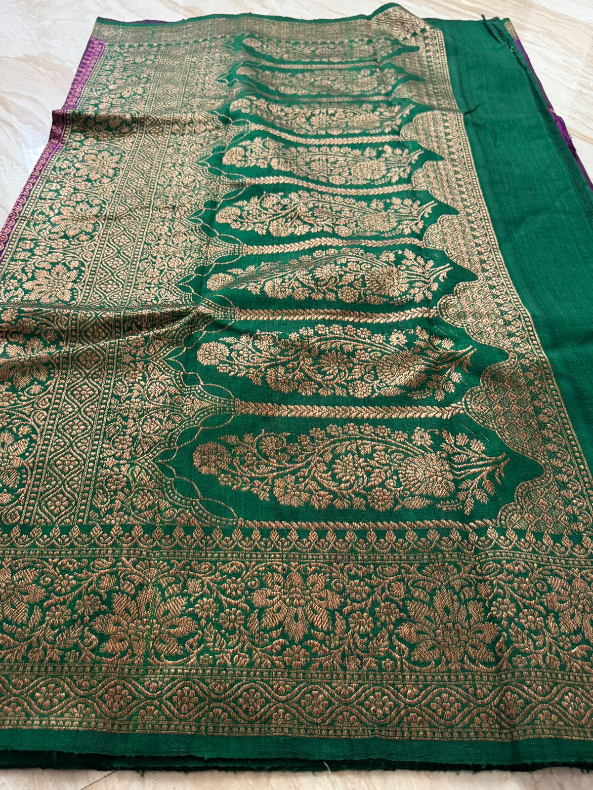 Pure Handloom Tussar Raw Silk Banarasi Saree - Image 6