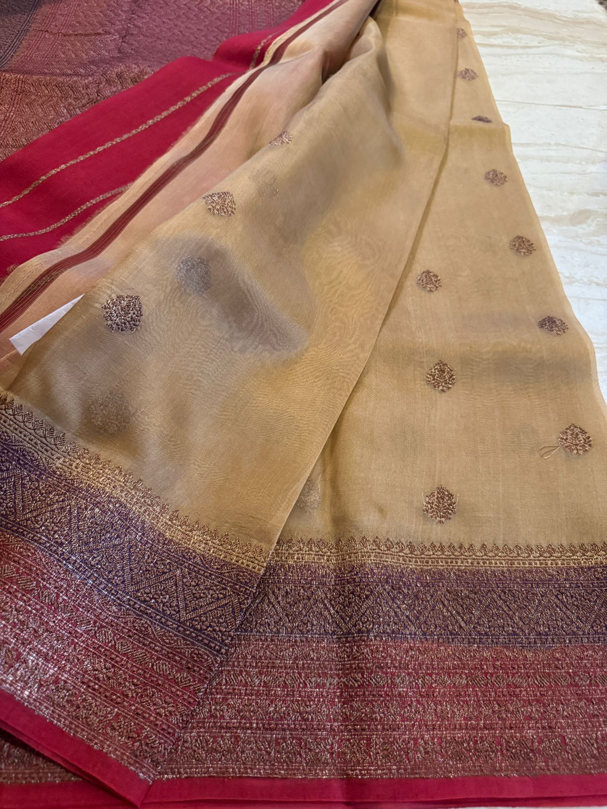 Pure Handloom Kora Banarasi Antiq Zari Weave - Image 3