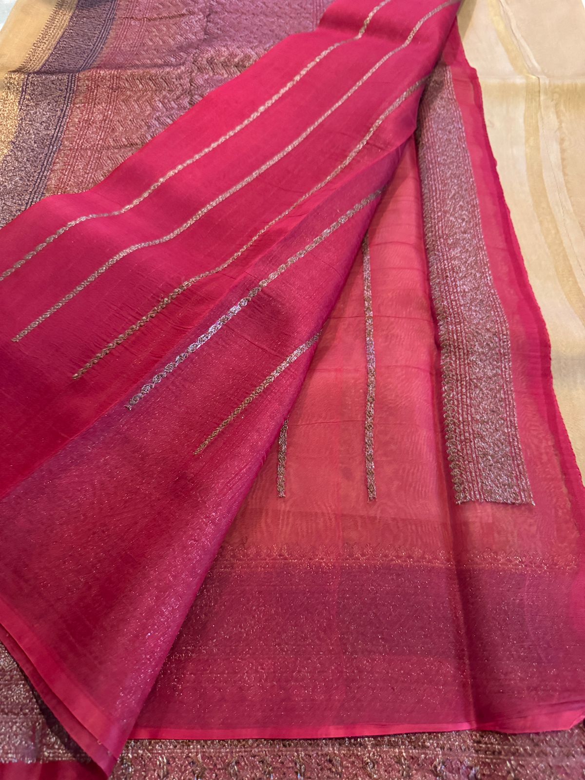 Pure Handloom Kora Banarasi Antiq Zari Weave - Image 5