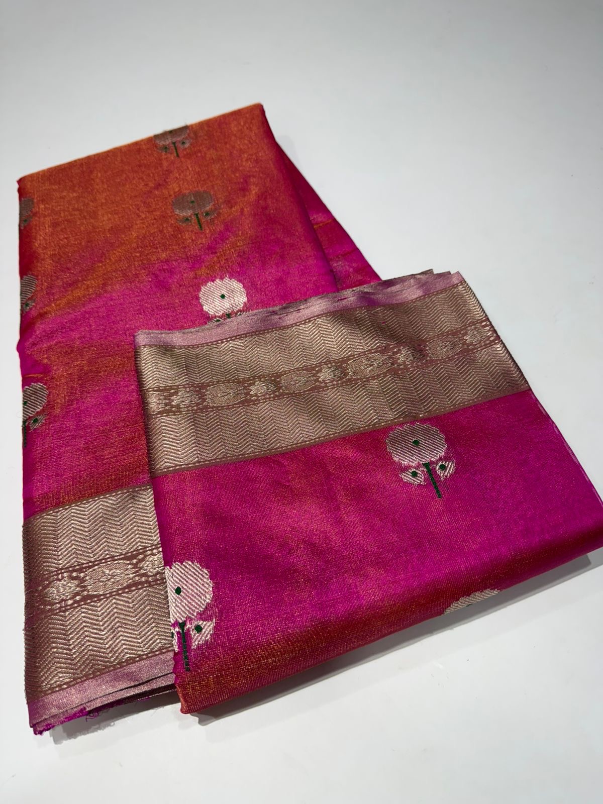Pure Handloom Chanderi Tissue Pattu Soft Silk Saree - Image 8