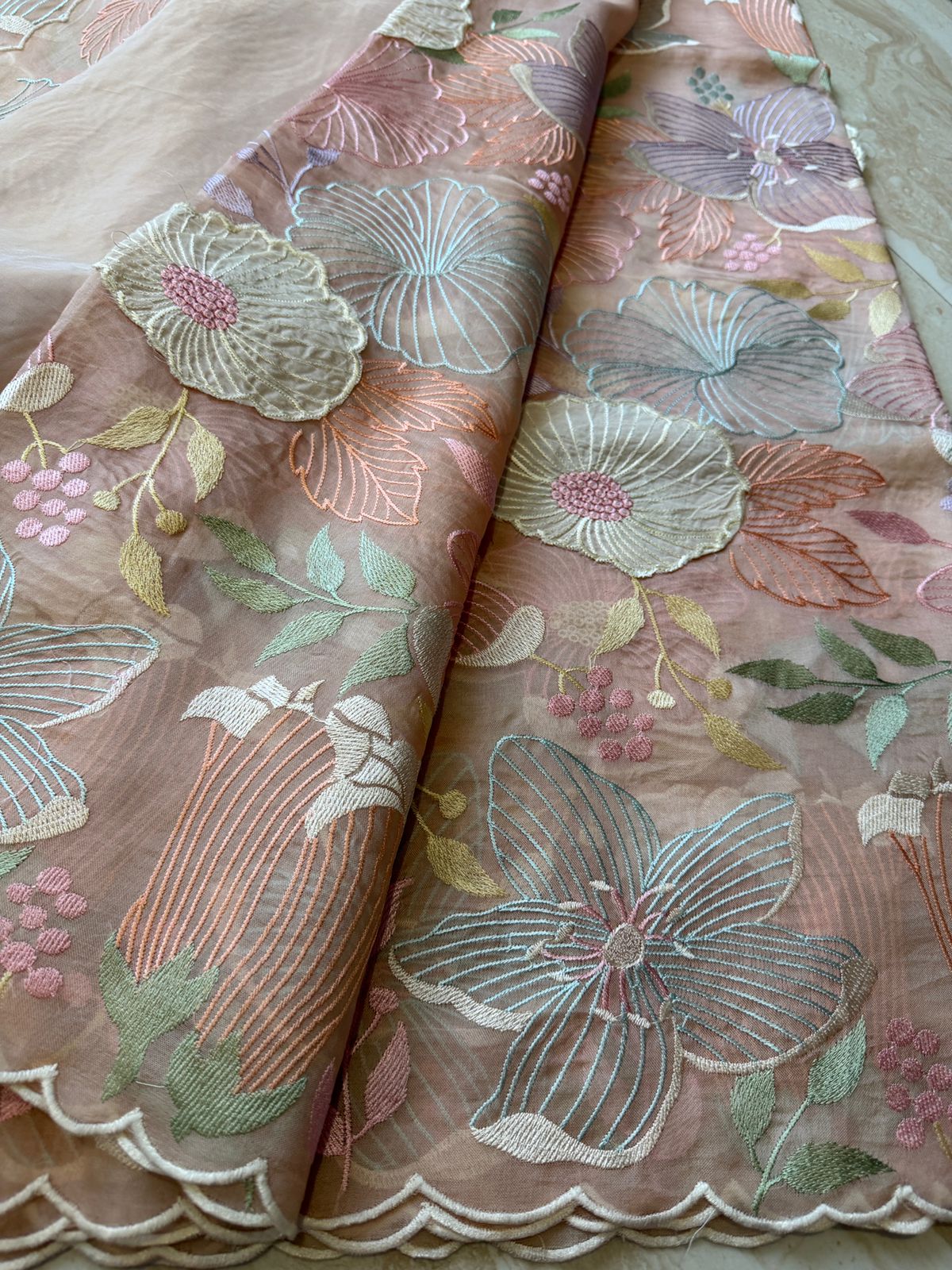 Beautiful Organza Saree with All-Over Machine Embroidery & Appliqué Work - Image 6