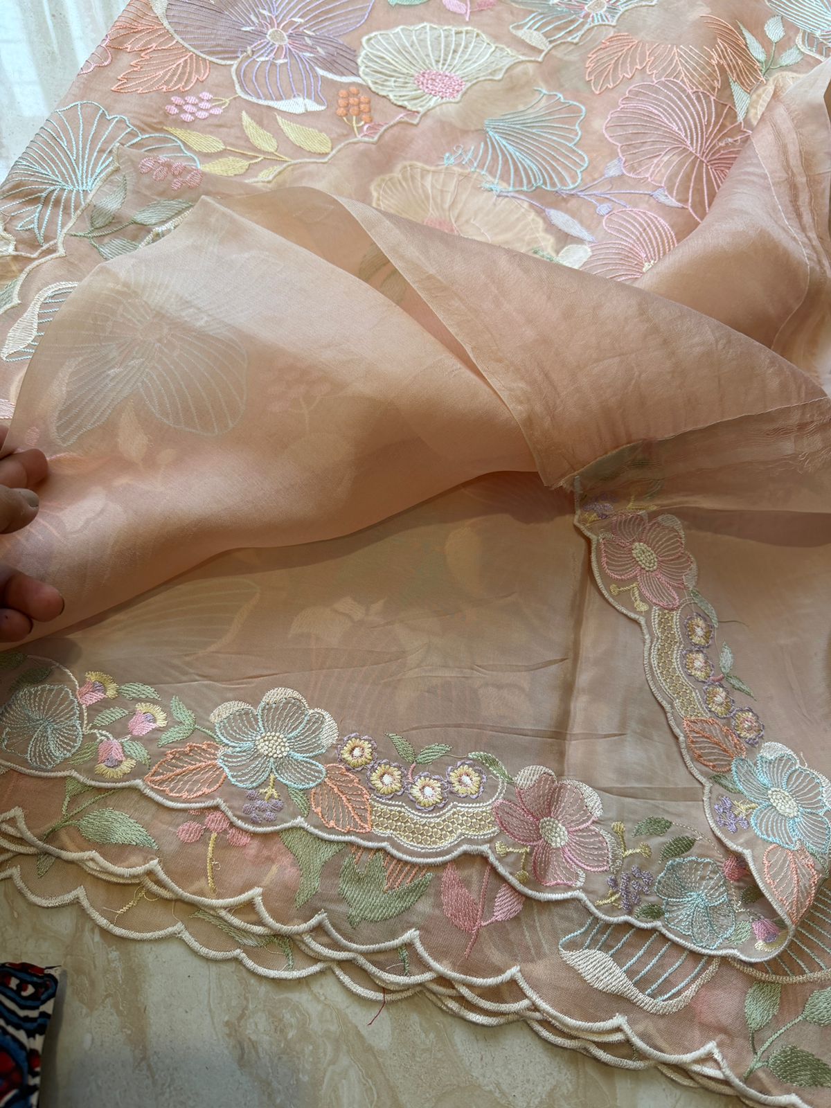 Beautiful Organza Saree with All-Over Machine Embroidery & Appliqué Work - Image 8