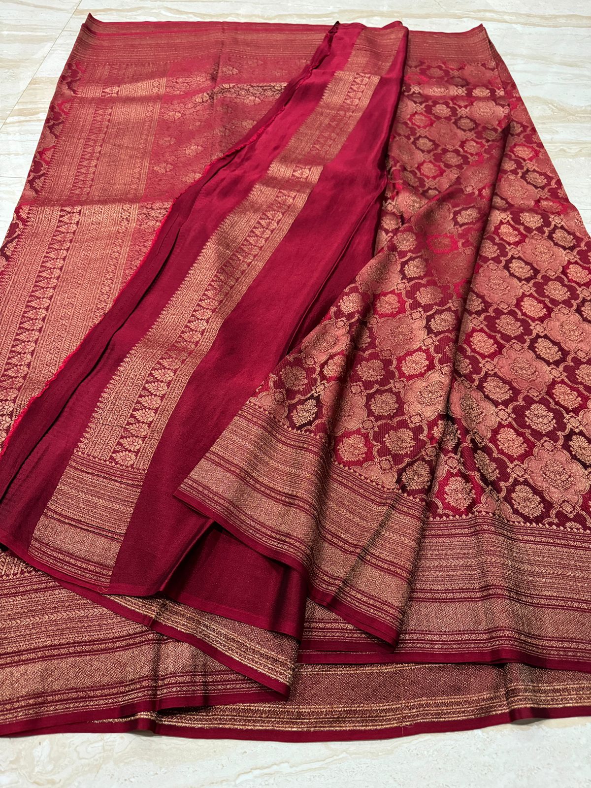 Pure Mysore Crepe Silk Saree With Antiq Zari Weave