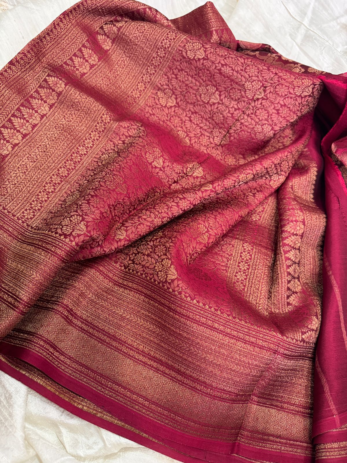 Pure Mysore Crepe Silk Saree With Antiq Zari Weave - Image 4